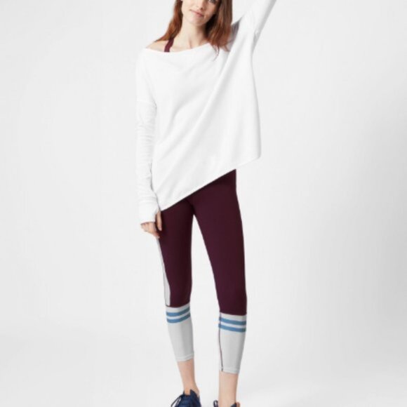 Sweaty Betty Simhasana Sport Sweatshirt Thumbhole Open Back Organic White Small - Picture 1 of 12